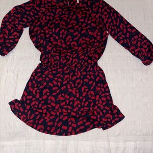 Joie Navy Dress with Red Cherry Print